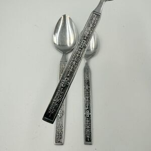 3 Stainless Kashmir Serving Spoon Place Soup MCM Decor Replacements Nasco Modern